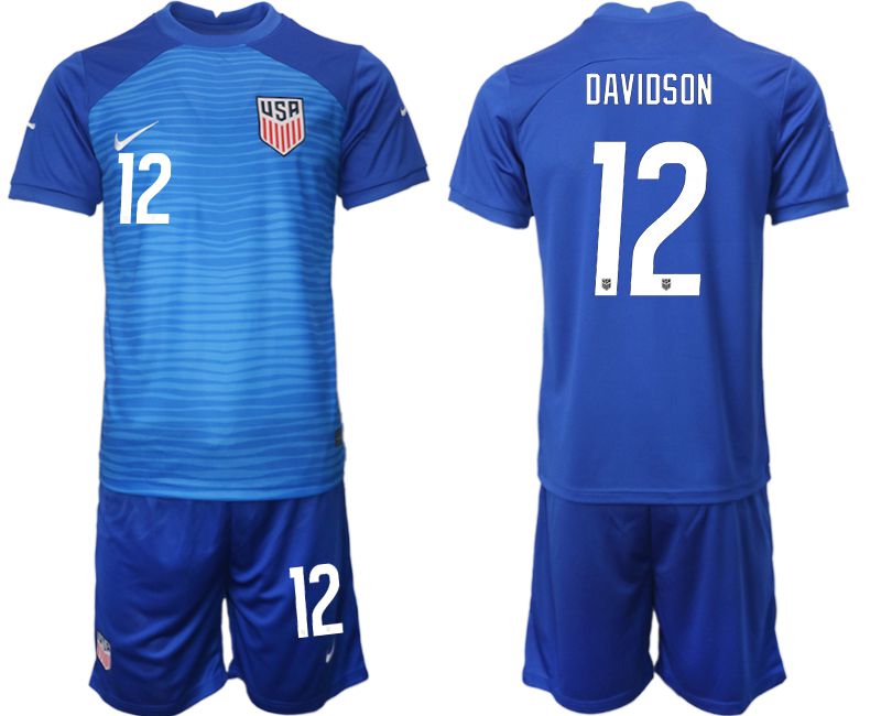 Men 2022 World Cup National Team United States away blue #12 Soccer Jersey->customized soccer jersey->Custom Jersey
